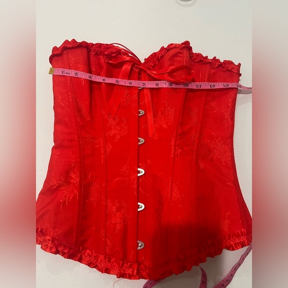 SZIVYSH Floral Overbust Corset Style Waist Bustier red Korset Shaper S NWOT - Picture 5 of 6